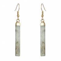Gemstone Drop Earring, Labradorite, with Brass, Rectangle, gold color plated, fashion jewelry & for woman, mixed colors [