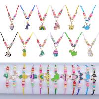 Fashion Zinc Alloy Jewelry Sets, with Knot Cord & Paper & Polymer Clay, gold color plated, Adjustable & fashion jewelry & Unisex & enamel [