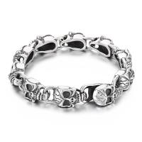 Stainless Steel Chain Bracelets, 316L Stainless Steel, Skull, fashion jewelry & for man, 10mm Approx 8.27 Inch [