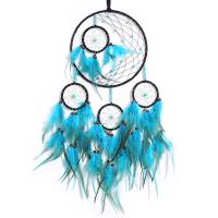 Fashion Dream Catcher, Feather, with Cotton Thread & Wood & Plastic & Iron, handmade, for home and office blue, 650mm 