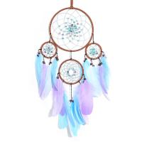 Fashion Dream Catcher, Feather, with leather cord & Wood & Plastic & Iron, handmade, for home and office mixed colors, 600mm 