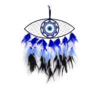 Fashion Dream Catcher, Feather, with Cloth & Wood & Iron, Evil Eye, handmade, for home and office mixed colors, 620mm 