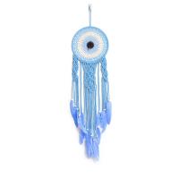 Fashion Dream Catcher, Cotton Thread, with Feather & Wood & Iron, handmade, for home and office, blue, 900mm 