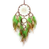 Fashion Dream Catcher, Feather, with Cotton Thread & leather cord & Wood, handmade, for home and office green, 650mm 