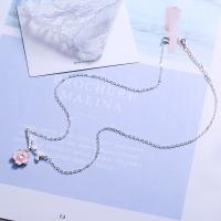 Brass Cubic Zirconia Necklace, with Epoxy Sticker & Cubic Zirconia, with 3.5cm extender chain, Flower, silver color plated, fashion jewelry & for woman Approx 40 cm [