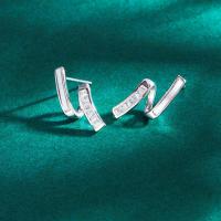 Silver Earring Zircon pavent Sterling, Argent sterling 925, bijoux de mode & pavé de micro zircon & pour femme, Stud x2mm, Vendu par paire[