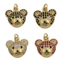 Cubic Zirconia Micro Pave Brass Pendant, Bear, gold color plated, fashion jewelry & Unisex & micro pave cubic zirconia Approx 3mm [