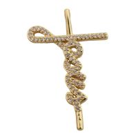 Cubic Zirconia Micro Pave Brass Pendant, gold color plated, fashion jewelry & Unisex & micro pave cubic zirconia, golden Approx 2.5*3.5mm [