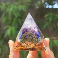 Resin Decoration, Synthetic Resin, with Natural Gravel, Pyramidal [