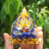 Resin Decoration, with Natural Gravel, Pyramidal, epoxy gel, for home and office [