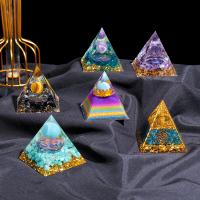 Resin Decoration, with Gemstone, Pyramidal, for home and office  [