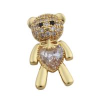 Cubic Zirconia Micro Pave Brass Pendant, Bear, gold color plated, fashion jewelry & Unisex & micro pave cubic zirconia, golden Approx 2.5*7mm [