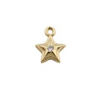 Cubic Zirconia Micro Pave Brass Pendant, Star, gold color plated, fashion jewelry & Unisex & micro pave cubic zirconia, golden Approx 1.5mm [