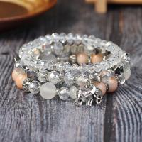 Glass Jewelry Beads Bracelets, Glass Beads, with Plastic & Zinc Alloy & Acrylic, plated, fashion jewelry & Unisex The inner diameter of the bracelet is 18cm [