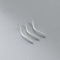925 Sterling Silver Curved Tube Beads, plated, DIY platinum color Approx 0.8mm 