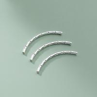 925 Sterling Silver Curved Tube Beads, plated, DIY platinum color 