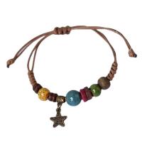 Porcelaine de bracelets de Woven Ball, avec corde de cire, Réglable & bijoux de mode & styles différents pour le choix Environ 21 cm, Vendu par PC