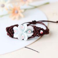 Porcelain Woven Ball Bracelets, with Knot Cord, Adjustable & fashion jewelry, Random Color Approx 21 cm [
