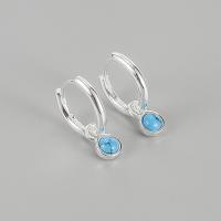 Sterling Silver Huggie Hoop Earring, 925 Sterling Silver, with turquoise, fashion jewelry & for woman, Earring mm 