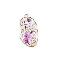 Resin Necklace, with 304 Stainless Steel Chain & Dried Flower & Zinc Alloy, Face, epoxy gel, transparent & for woman pendant size Approx 17.7 Inch 