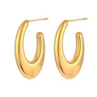 Edelstahl Stud Ohrring, 304 Edelstahl, Vakuum-Ionen-Beschichtung, Modeschmuck & für Frau, goldfarben, 30x17mm, verkauft von Paar[
