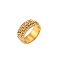 Cubic Zirconia anillo de dedo de acero inoxidable, acero inoxidable 304, 18K chapado en oro, Joyería & diverso tamaño para la opción & micro arcilla de zirconia cúbica & para mujer, dorado, Vendido por UD[