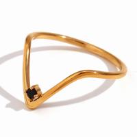 Rhinestone Stainless Steel Finger Ring, 316L Stainless Steel, 18K gold plated, fashion jewelry & for woman & with rhinestone, golden [