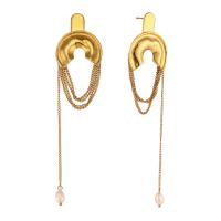 Stainless Steel Drop Earring, 316L Stainless Steel, 18K gold plated, fashion jewelry & for woman, golden [