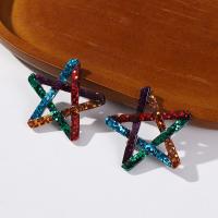 Resin Earring Drop Component, Star, DIY & hollow, multi-colored 