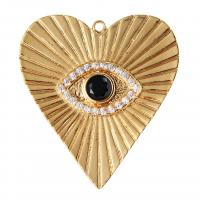 Cubic Zirconia Micro Pave Brass Pendant, with Cubic Zirconia, Heart, 18K gold plated, DIY [