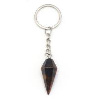 Zinc Alloy Key Chain Jewelry, Natural Stone, with Zinc Alloy, Conical, silver color plated, fashion jewelry & Unisex [