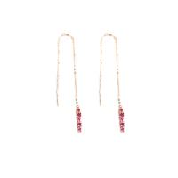 Sterling Silver Thread Through Earrings, 925 Sterling Silver, rose gold color plated, fashion jewelry & micro pave cubic zirconia & for woman [