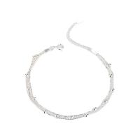 Sterling Silver Bracelets, 925 Sterling Silver, with 1.57inch extender chain, plated, Double Layer & fashion jewelry & for woman Approx 5.51 Inch [