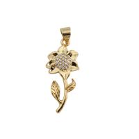 Cubic Zirconia Micro Pave Brass Pendant, Sunflower, gold color plated, fashion jewelry & Unisex & micro pave cubic zirconia, golden Approx 3.5mm [