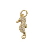 Cubic Zirconia Micro Pave Brass Pendant, Seahorse, gold color plated, fashion jewelry & Unisex & micro pave cubic zirconia, golden Approx 3.5mm [