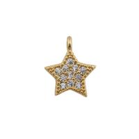 Cubic Zirconia Micro Pave Brass Pendant, Star, gold color plated, fashion jewelry & Unisex & micro pave cubic zirconia, golden Approx 1.5mm [