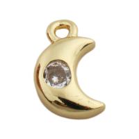 Cubic Zirconia Micro Pave Brass Pendant, Moon, gold color plated, fashion jewelry & micro pave cubic zirconia & for woman, golden Approx 1.5mm [