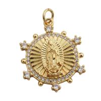 Cubic Zirconia Micro Pave Brass Pendant, gold color plated, fashion jewelry & micro pave cubic zirconia & for woman, golden Approx 3.5mm [