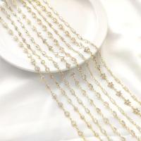 Chaîne de perles de pierre gemme, zircon cubique, 14K rempli d’or, DIY & styles différents pour le choix cm, Vendu par PC
