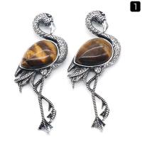 Zinc Alloy Jewelry Brooch, Gemstone, with Shell & Zinc Alloy, Bird, silver color plated, fashion jewelry & dyed & Unisex & can be used as brooch or pendant [