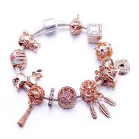 Zinc Alloy European Bracelets, plated, fashion jewelry & for woman & enamel & with rhinestone, mixed colors [