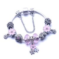 Zinc Alloy European Bracelets, with Crystal, silver color plated, fashion jewelry & for woman & enamel & with rhinestone [