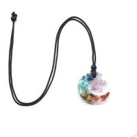 Gemstone Necklaces, with Knot Cord & Resin & Brass, Moon and Star, epoxy gel, Adjustable & fashion jewelry & Unisex, multi-colored Approx 32 cm 