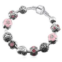 Zinc Alloy European Bracelets, silver color plated, fashion jewelry & for woman & enamel & with rhinestone [
