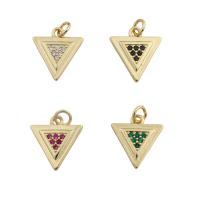 Cubic Zirconia Micro Pave Brass Pendant, Triangle, gold color plated, fashion jewelry & Unisex & micro pave cubic zirconia Approx 3mm [