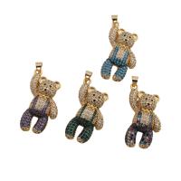 Cubic Zirconia Micro Pave Brass Pendant, Bear, fashion jewelry & Unisex & micro pave cubic zirconia Approx 3.5mm [