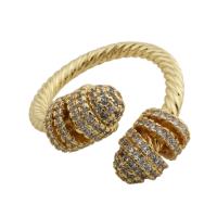 Cubic Zirconia Micro Pave Brass Finger Ring, gold color plated, fashion jewelry & Unisex & micro pave cubic zirconia, golden, inner diameter 20.5mm 