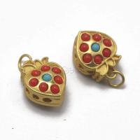 Zinc Alloy Enamel Pendants, with turquoise & Plastic Pearl, Heart, gold color plated, DIY 