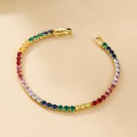 Bracelet cubique en laiton zircon pavent, bijoux de mode & pavé de micro zircon & pour femme, multicolore Environ 17.1 cm, Vendu par PC[