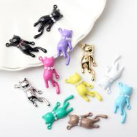 Zinc Alloy Animal Pendants, with Plastic Pearl, Cat, painted, DIY & micro pave cubic zirconia & double-hole 